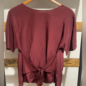 ANTONIO MELANI Red Ribbed Tie Front Midi Dress